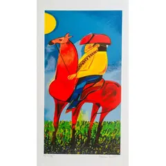Foto de um(a) Aldemir Martins, Cangaceiro é uma gravura original e sem uso, com assinatura gravada e sem moldura medindo 60X33 cm, da categoria de Serigrafia. Aldemir Martins (1922-2006) foi um artista plástico brasileiro, pintor ilustrador e escultor, produziu além de paisagens, os... Vendido no marketplace Trésors.