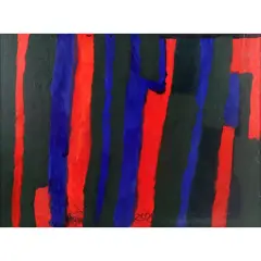 Foto de um(a) Pintura de Osmar Santos, obra abstrata, óleo sobre tela - com moldura e assinatura a mão do artista, da categoria de Pinturas. Pintura de Osmar Santos (ex-radialista e locutor esportivo), obra abstrata, sendo óleo sobre tela medindo 85 x 65 cm, com... Vendido no marketplace Trésors.