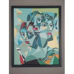 Foto de um(a) Henri Carrieres, Rosto é uma obra original e única acrílica sobre tela de 39 x 48 cm (obra) e 43 x 53 (com moldura), assinada a mão no canto inferior direito, da categoria de Pinturas. Autodidata de pinceladas técnicas e geométricas, as formas de Henri Carrières se sobrepõem e se complementam. Rostos se... Vendido no marketplace Trésors.