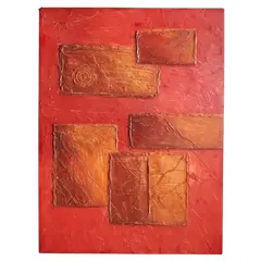 Foto de um(a) Acrílico Red Geométrico, da categoria de Pinturas. Quadro geométrico em acrílico texturizado sobre tela. Artista catarinense fabiana de paris. A: 80 cm L: 60 cm. Vendido no marketplace Trésors.