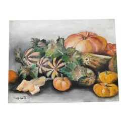 Foto de um(a) Abóboras, Óleo sobre Tela, Paulo Silvatti, 00'S, da categoria de Pinturas. Abóboras ii óleo sobre tela com chassi tipo painel anos 2000 autor: paulo silvatti. A: 27 cm L: 35 cm P: 3,5 cm Peso: 440 g. Vendido no marketplace Trésors.