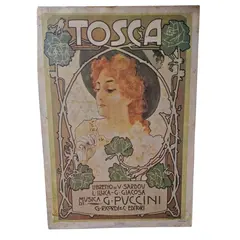 Foto de um(a) Belíssimo quadro vintage do icônico pôster italiano da ópera Tosca, da categoria de Impressões. Este belíssimo quadro representa o icônico pôster da famosa ópera Tosca, do compositor Giacomo Puccini, que foi lançada no... Vendido no marketplace Trésors.