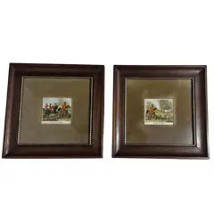 Foto de um(a) Nobre par de quadros caçada inglesa, da categoria de Gravuras. Belíssimo par de quadros decorativos de estética clássica e aristocrática, reproduzindo obras do artista George Wright,... Vendido no marketplace Trésors.