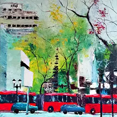 Foto de um(a) Série Curitibalismo: Praça Ozório, da categoria de Pinturas. Curitibalismo (s.m.): Ato de traduzir o cinza (talvez alguma cor), formas e pinceladas sobre o ritmo frio, o tempo nublado,... Vendido no marketplace Trésors.