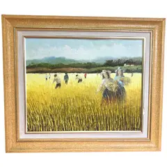 Foto de um(a) Quadro Fernando Ikoma - Trigais, da categoria de Pinturas. Fernando Ikoma Trigais Medidas: 67x57cm com moldura 50x40cm sem moldura. Vendido no marketplace Trésors.