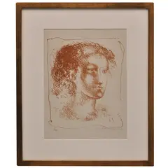 Foto de um(a) Marcelo Grassmann, litografia "retrato" de 54 x 44 cm, assinada à mão e com moldura, da categoria de Serigrafia. Marcelo Grassmann (São Simão, SP, 1925 - São Paulo, SP, 2013) foi um renomado gravador, desenhista, ilustrador e professor... Vendido no marketplace Trésors.
