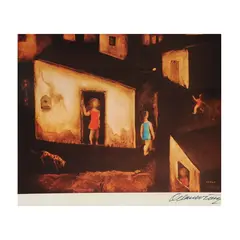 Foto de um(a) Gravura offset favela, obra do artista orlando teruz. peça datada de 1972 e assinada de próprio punho pelo autor no canto inferior direito. em ótimo estado. medidas: 32cm x 42cm e sem moldura, da categoria de Serigrafia. Orlando Teruz Brasil - 1902 - 1984 Estuda na Escola Nacional de Belas Artes - Enba entre 1920 e 1923, é aluno de Baptista da... Vendido no marketplace Trésors.