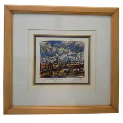 Foto de um(a) Sérgio Telles - Gravura com interferência do artista, 45 x 48 cm, com linda moldura e assinada à mão, da categoria de Serigrafia. Sérgio Telles - Gravura com interferência do artista, 45 x 48 cm, com linda moldura e assinada à mão. Vendido no marketplace Trésors.