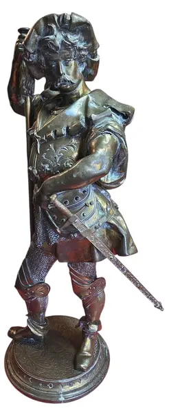 Foto de um(a) Guerreiro Escultura Francesa do Século XIX - Petit Bronze, da categoria de Escultura. originária da França do século XIX. A peça representa a figura imponente de um guerreiro, rica em detalhes e com excelente... Mostrado de uma perspectiva diferente. Vendido no marketplace Trésors.