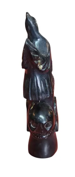 Foto de um(a) Escultura Decorativa em Ônix, da categoria de Escultura. Magnífica escultura entalhada em ônix negro (pedra vulcânica polida), apresentando uma composição rica em simbolismo e... Mostrado de uma perspectiva diferente. Vendido no marketplace Trésors.