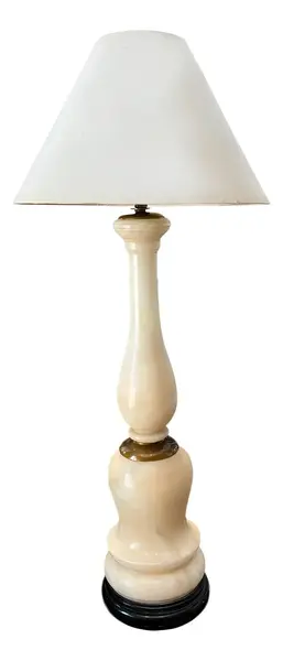 Foto de um(a) Antigo Abajur Clássico em Alabastro Italiano, da categoria de Abajures. Antigo e grande abajur no formato de balaústre em alabastro italiano. Clássico, elegante e muito chique, combina com tudo!... Vendido no marketplace Trésors.