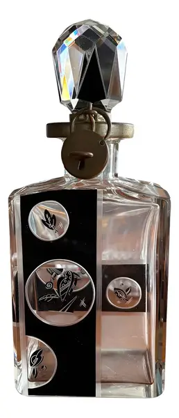 Foto de um(a) Antiga Rara Garrafa Em Cristal Tcheco Karl Palda Art Deco, da categoria de Garrafas. ~ Karl Palda Glass ~ Antiga e raríssima garrafa em cristal Tcheco com detalhes em preto e belíssima lapidação manual, e o... Vendido no marketplace Trésors.