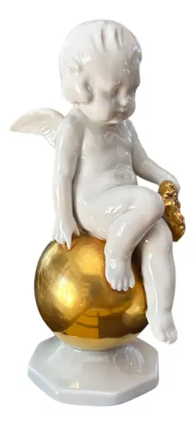 Foto de um(a) Antiga Rara Escultura Anjo Em Porcelana Alemã Fasold Stauch, da categoria de Escultura. ~ Fasold & Stauch ~Antiga e graciosa escultura representando anjo, peça artística, ricamente moldado em porcelana artística... Vendido no marketplace Trésors.