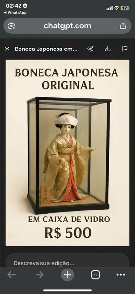 Foto de um(a) Boneca gueixa japonesa em caixa de vidro NINGYŌ (Boneca Japonesa de Noiva Tradicional, da categoria de Escultura. Linda boneca japonesa de noiva (Hanayome Ningyō) em vitrine de vidro, peça vintage artesanal japonesa. Representa a noiva... Mostrado de uma perspectiva diferente. Vendido no marketplace Trésors.