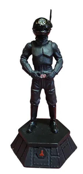 Foto de um(a) Estátua Articulada Star Wars Imperial Gunner - Peça de Xadrez Colecionável (Peão Preto) - Pintado à Mão, da categoria de Figuras de ação. Adicione uma peça de precisão e autoridade imperial à sua coleção com esta estátua do Imperial Gunner. Esta figura detalhada... Mostrado de uma perspectiva diferente. Vendido no marketplace Trésors.