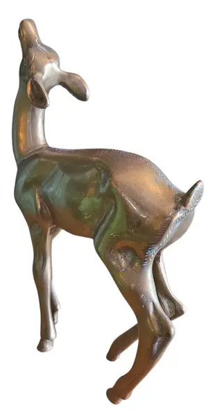 Foto de um(a) Sentinela da Floresta: Estatueta de Veado em Bronze Maciço, da categoria de Escultura. Uma peça que remete às grandes esculturas de jardim europeias, agora em escala decorativa. Este veado de bronze apresenta um... Mostrado de uma perspectiva diferente. Vendido no marketplace Trésors.