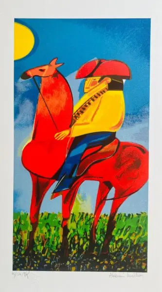 Foto de um(a) Aldemir Martins, Cangaceiro é uma gravura original e sem uso, com assinatura gravada e sem moldura medindo 60X33 cm, da categoria de Serigrafia. Aldemir Martins (1922-2006) foi um artista plástico brasileiro, pintor ilustrador e escultor, produziu além de paisagens, os... Vendido no marketplace Trésors.