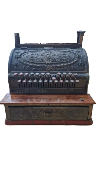 Foto de um(a) Imponente e Rara Caixa Registradora da marca National do Início do Séc. XX, da categoria de Outros colecionáveis. Belíssima caixa registradora mecânica da National Cash Register (NCR), fabricada no ano de 1910 em Dayton, Ohio, modelo... Mostrado de uma perspectiva diferente. Vendido no marketplace Trésors.