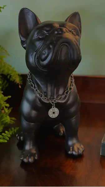 Foto de um(a) Escultura Bulldog Francês em Estuque Resinado, da categoria de Modelos e estatuetas. Escultura decorativa de design contemporâneo representando um bulldog francês. Confeccionada com estrutura interna de ferro... Mostrado de uma perspectiva diferente. Vendido no marketplace Trésors.
