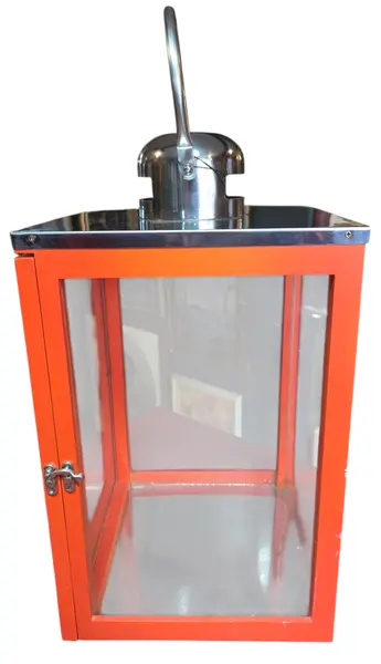 Foto de um(a) Lanterna Decorativa Porta-Velas em Madeira Laranja e Aço Inox, da categoria de Sinalizadores. Adicione um toque de sofisticação e cor ao seu ambiente com esta belíssima Lanterna Decorativa. Unindo a robustez da madeira... Mostrado de uma perspectiva diferente. Vendido no marketplace Trésors.