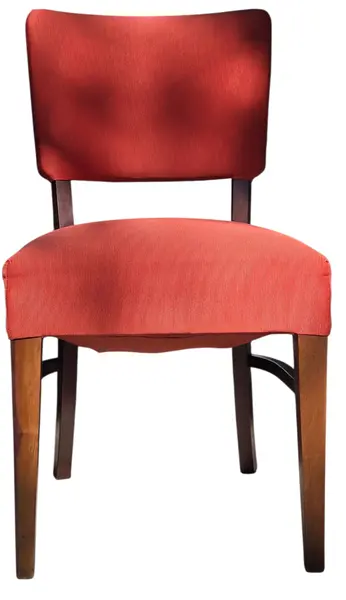 Foto de um(a) Cadeira em Madeira Nobre e Tecido Canelado Vermelho, da categoria de Outras cadeiras. Clássico do design mobiliário Mid-Century nacional. Esta cadeira combina a robustez e a elegância da madeira maciça escura... Mostrado de uma perspectiva diferente. Vendido no marketplace Trésors.