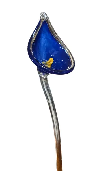 Foto de um(a) Flor Copo-de-Leite em Cristal Murano – Azul Cobalto e Dourado, da categoria de Outros colecionáveis. Exclusiva escultura artística em cristal tipo Murano, modelada à mão representando uma delicada flor (estilo Copo-de-Leite).... Mostrado de uma perspectiva diferente. Vendido no marketplace Trésors.