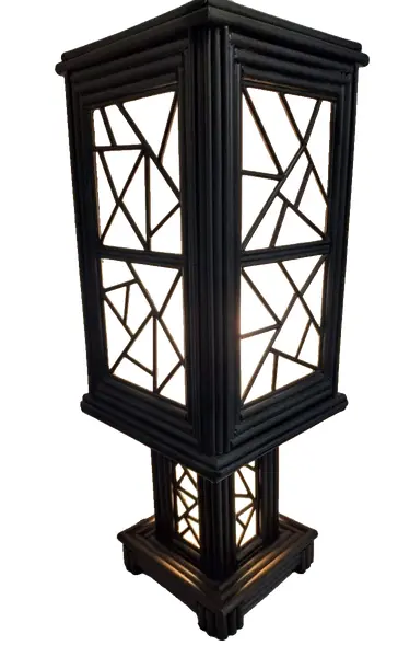 Foto de um(a) Luminária Modern Papern, da categoria de Abajures. Luminária de mesa feita de rolinhos de papel com cola branca, tufo com pátina bronze e folha de acetato fosca como difusor,... Vendido no marketplace Trésors.