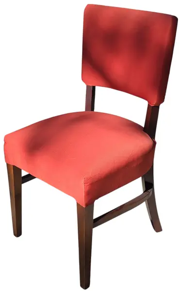 Foto de um(a) Cadeira em Madeira Nobre e Tecido Canelado Vermelho, da categoria de Outras cadeiras. Clássico do design mobiliário Mid-Century nacional. Esta cadeira combina a robustez e a elegância da madeira maciça escura... Vendido no marketplace Trésors.