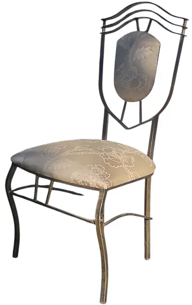 Foto de um(a) Cadeira de Ferro Decorativa com Encosto e Assento Estofado Floral, da categoria de Outras cadeiras. Sofisticada cadeira decorativa que une a robustez do metal com a delicadeza de um design clássico e imponente. Uma peça... Vendido no marketplace Trésors.