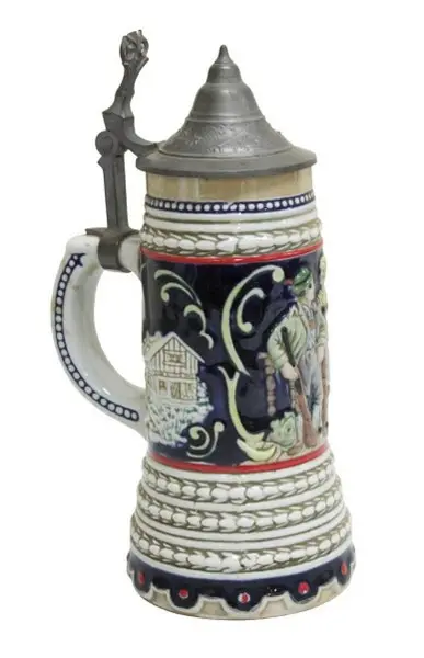 Foto de um(a) Tankar em cerâmica decoração caçador, da categoria de Outros utensílios para servir. Antigo tankar em cerâmica, com rara decoração caçador conforme inscrição na base, adquirida CASA SÃO NICOLAU SÃO PAULO, da... Vendido no marketplace Trésors.