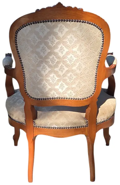 Foto de um(a) Magnífica Poltrona “Decorações Imperial” – Dante Millarch | Clássico, da categoria de Poltronas. Magnífica poltrona “Decorações Imperial”, criação atribuída a Dante Millarch, exemplar de mobiliário clássico de alto... Mostrado de uma perspectiva diferente. Vendido no marketplace Trésors.