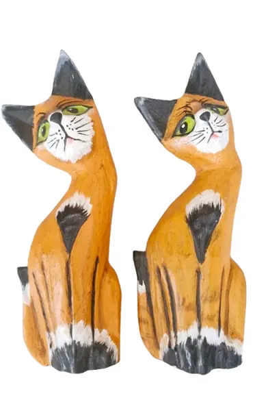 Foto de um(a) Par de gatos artesanais de Bali, da categoria de Modelos e estatuetas. Par de gatos antigos de Bali. Em Bali, os gatos representam a limpeza das energias e o par simboliza a harmonia no... Vendido no marketplace Trésors.