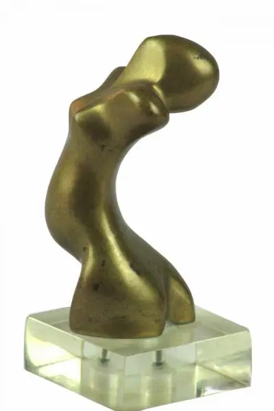 Foto de um(a) Escultura de dorso feminino em bronze, da categoria de Escultura. Escultura não assinada de dorso feminino em bronze sobre base quadrada de acrílico translúcido. Peça expressiva e de linhas... Mostrado de uma perspectiva diferente. Vendido no marketplace Trésors.