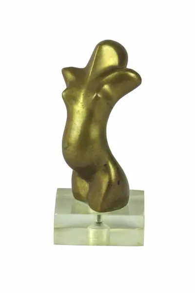 Foto de um(a) Escultura de dorso feminino em bronze, da categoria de Escultura. Escultura não assinada de dorso feminino em bronze sobre base quadrada de acrílico translúcido. Peça expressiva e de linhas... Mostrado de uma perspectiva diferente. Vendido no marketplace Trésors.