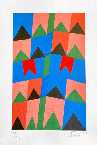 Foto de um(a) BANDEIRINHAS SALMÃO,AZUL 50 X 35 CM - ZiFacella, da categoria de Serigrafia. Serigrafia original póstuma do artista ZiFacella. Dimensões: Altura: 50 cm Largura: 35 cm Breve biografia do artista:... Vendido no marketplace Trésors.