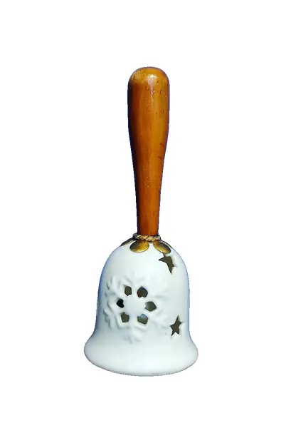 Foto de um(a) Sino Natalina, Porcelana e Madeira, Década de 2000, da categoria de Outros objetos decorativos. Sineta natalina de mesa em porcelana branca com estrelas e cristais de água esculpidos e recortados, cabo em madeira e... Vendido no marketplace Trésors.