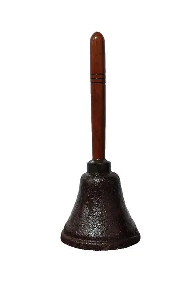 Foto de um(a) Sineta de Mesa em Metal, Madeira e Ferro, Década de 1940, da categoria de Outros objetos decorativos. Sineta de mesa antiga em metal oxidado e preservado, haste em madeira e badalo de ferro, década de 1940 A: 18,5 cm... Vendido no marketplace Trésors.