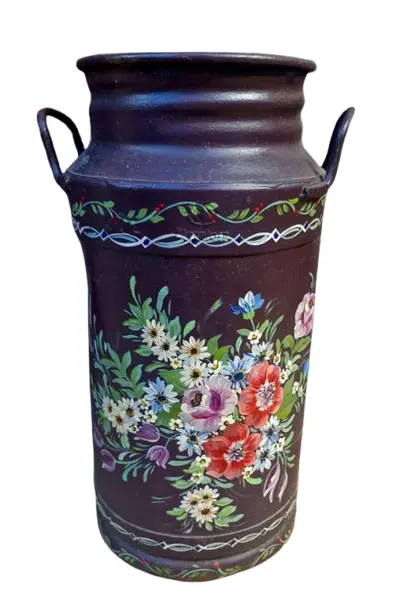 Foto de um(a) Lindo latão de leite vintage com pintura Bauer, da categoria de Outros colecionáveis. Lindo latão de leite antigo decorado com a técnica de pintura conhecida como Bauernmalerei. Originalmente utilizados para o... Vendido no marketplace Trésors.