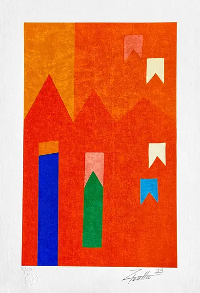 Foto de um(a) COMPOSIÇÃO VERMELHO, LARANJA 50 X 35 CM - ZiFacella, da categoria de Serigrafia. Serigrafia original póstuma do artista ZiFacella. Dimensões: Altura: 50 cm Largura: 35 cm Breve biografia do artista:... Vendido no marketplace Trésors.