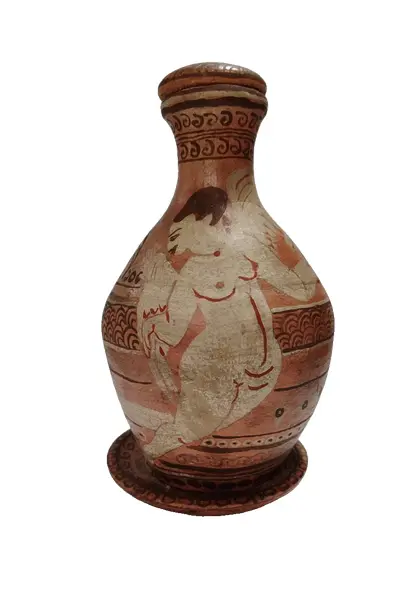 Foto de um(a) Moringa em Terracota, Ano 2000, da categoria de Garrafas, potes e jarros. Moringa em terracota pintada a mão com inspiração em achados arqueológicos do sec. ii, dc, retratando um anjo feminino.... Vendido no marketplace Trésors.