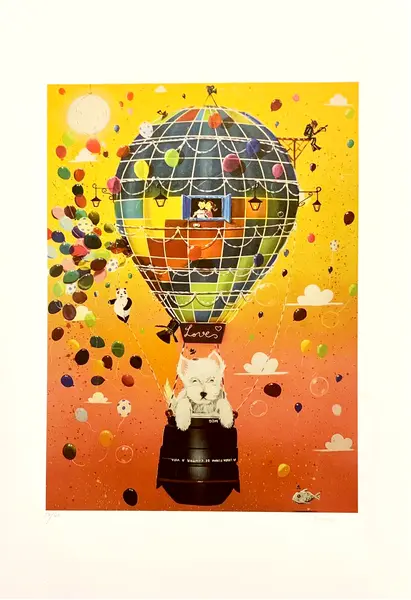 Foto de um(a) Balão Cãozinho 59 x 45 cm - Kleber Lopes, da categoria de Serigrafia. Serigrafia original póstuma do artista Kleber Lopes. Dimensões: Altura: 59 cm Largura: 45 cm Breve biografia do artista: O... Vendido no marketplace Trésors.
