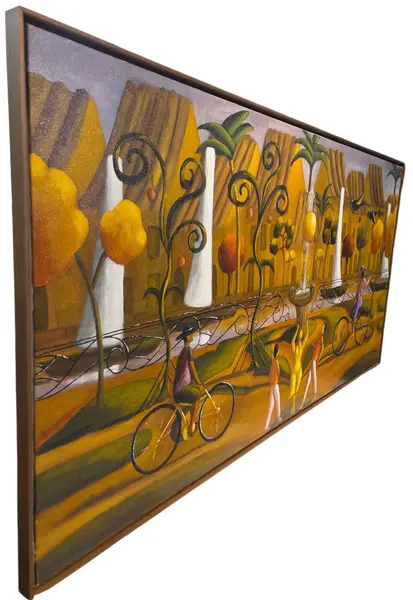 Foto de um(a) Quadro Pintura Óleo Sobre Tela "Pessoas na Praça" - Adjacy (2017), da categoria de Pinturas. Uma obra de arte fascinante e cheia de vida, assinada pelo artista Adjacy e datada de 2017. A pintura se destaca por sua... Mostrado de uma perspectiva diferente. Vendido no marketplace Trésors.