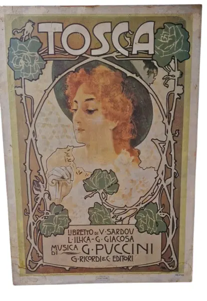 Foto de um(a) Belíssimo quadro vintage do icônico pôster italiano da ópera Tosca, da categoria de Molduras para quadros. Este belíssimo quadro representa o icônico pôster da famosa ópera Tosca, do compositor Giacomo Puccini, que foi lançada no... Vendido no marketplace Trésors.