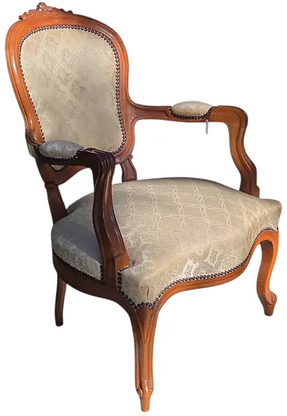 Foto de um(a) Magnífica Poltrona “Decorações Imperial” – Dante Millarch | Clássico, da categoria de Poltronas. Magnífica poltrona “Decorações Imperial”, criação atribuída a Dante Millarch, exemplar de mobiliário clássico de alto... Mostrado de uma perspectiva diferente. Vendido no marketplace Trésors.