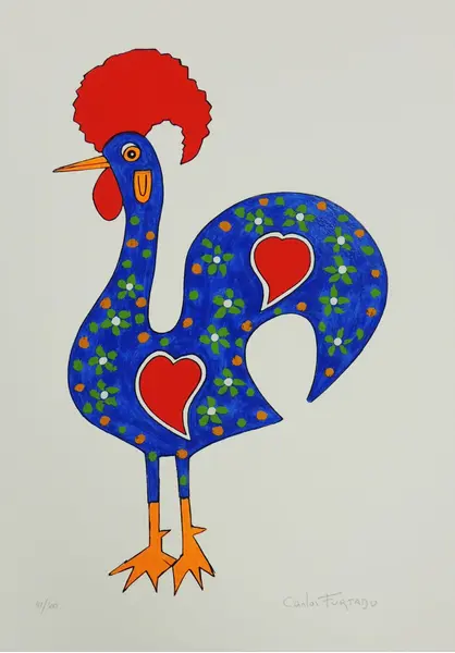 Foto de um(a) Galo Português 50 x 35 cm - Carlos Furtado, da categoria de Serigrafia. Serigrafia original póstuma do artista Carlos Furtado. Dimensões: Altura: 50 cm Largura: 35 cm Breve biografia do artista:... Vendido no marketplace Trésors.