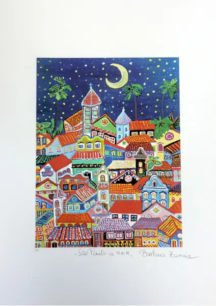 Foto de um(a) SÃO PAULO À NOITE (50x35 cm) - Bárbara Xumaia, da categoria de Serigrafia. Serigrafia original póstuma do artista Bárbara Xumaia. Dimensões: Altura: 82 cm Largura: 70 cm Breve biografia do artista:... Vendido no marketplace Trésors.