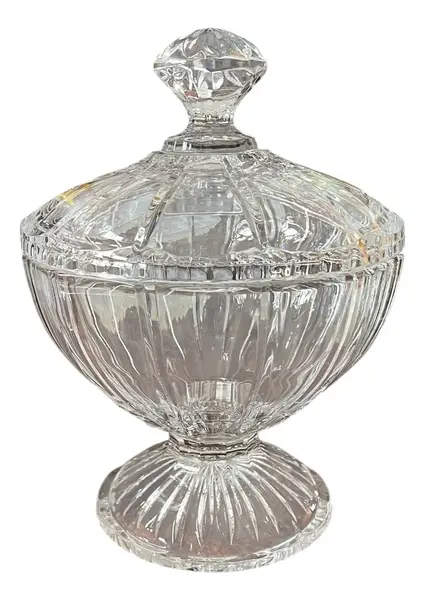 Foto de um(a) Antiga Bomboniere Compoteira Art Deco Cristal Orrefors, da categoria de Garrafas, potes e jarros. ~ Orrefors ~ Antiga e finíssima bomboniere em cristal sueco da renomada Cristallerie Orrefors. Lapidação simples e elegante.... Vendido no marketplace Trésors.