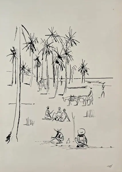 Foto de um(a) CARYBÉ, Coqueiros e Figuras, serigrafia 54 x37cm, assinada e datada 1961 na matriz, editada pela Editora Cultrix, sem moldura, da categoria de Serigrafia. Hector Julio Páride Bernabó, mundialmente conhecido pelo nome artístico Carybé (frequentemente grafado como Caribé), foi um... Vendido no marketplace Trésors.