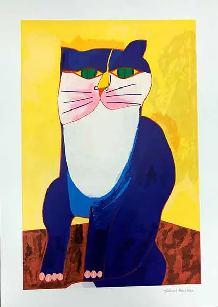 Foto de um(a) Gato Azul em Amarelo (70 X 50 cm) (PM) - Aldemir Martins, da categoria de Serigrafia. Serigrafia original póstuma do artista Aldemir Martins. Dimensões: Altura: 70 cm Largura: 50 cm Breve biografia do artista:... Vendido no marketplace Trésors.