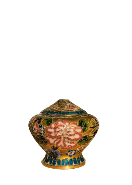 Foto de um(a) Antigo Potiche Púcaro Caixa Porta Jóias Oriental Cloisonné, da categoria de Vasos e recipientes. ~ Cloisonné ~ Antigo potiche em bronze esmaltado, técnica Cloisonné. Além de muito decorativo, com lindas cores e flores ao... Vendido no marketplace Trésors.